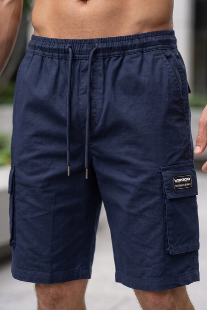 Veirdo Navy Minimal Cargo Shorts with Drawstring