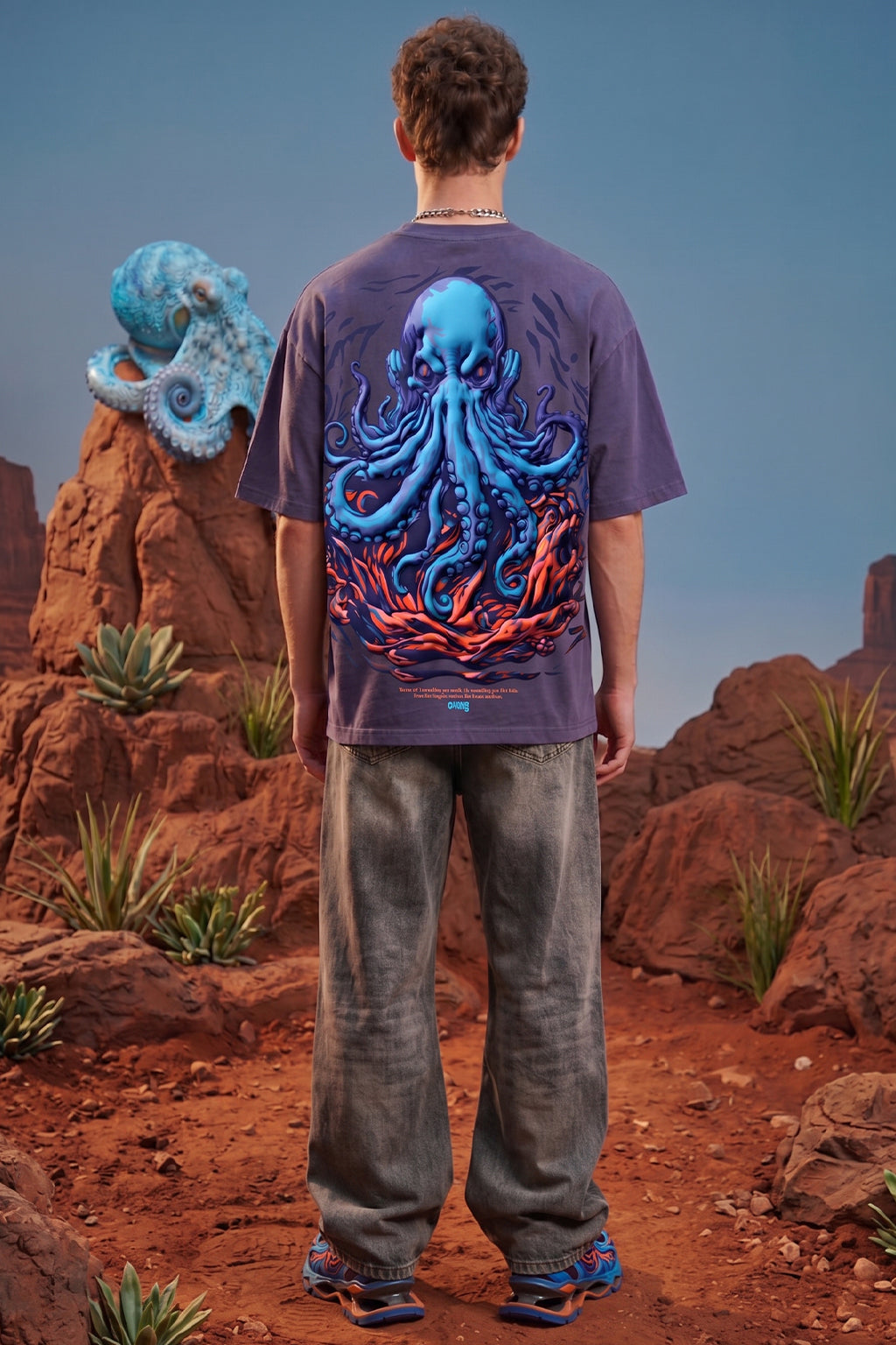 Octopus Blue 3D Puff Print Exclusive T-shirt Supreme Edition