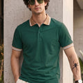 Green Pique Contrast Collar Regular Fit Tipping Polo T-shirt
