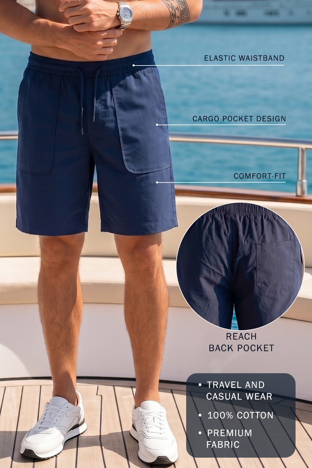 Navy Relaxed-Fit Exclusive Travel Shorts