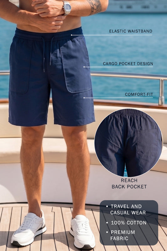 Navy Relaxed-Fit Exclusive Travel Shorts