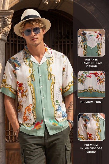 Royal Riviera Swanwhite All Over Print Oversized Exclusive Shirt