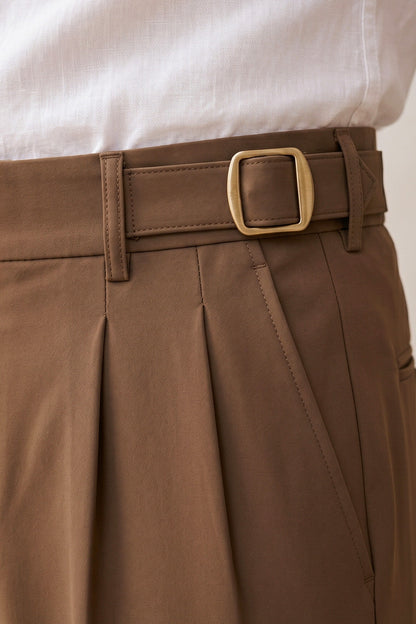 Brown Tailored Adjustable High-Waist Korean Pant