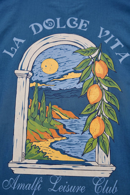 La VIta Navy Plus Size Printed Exclusive Shirt