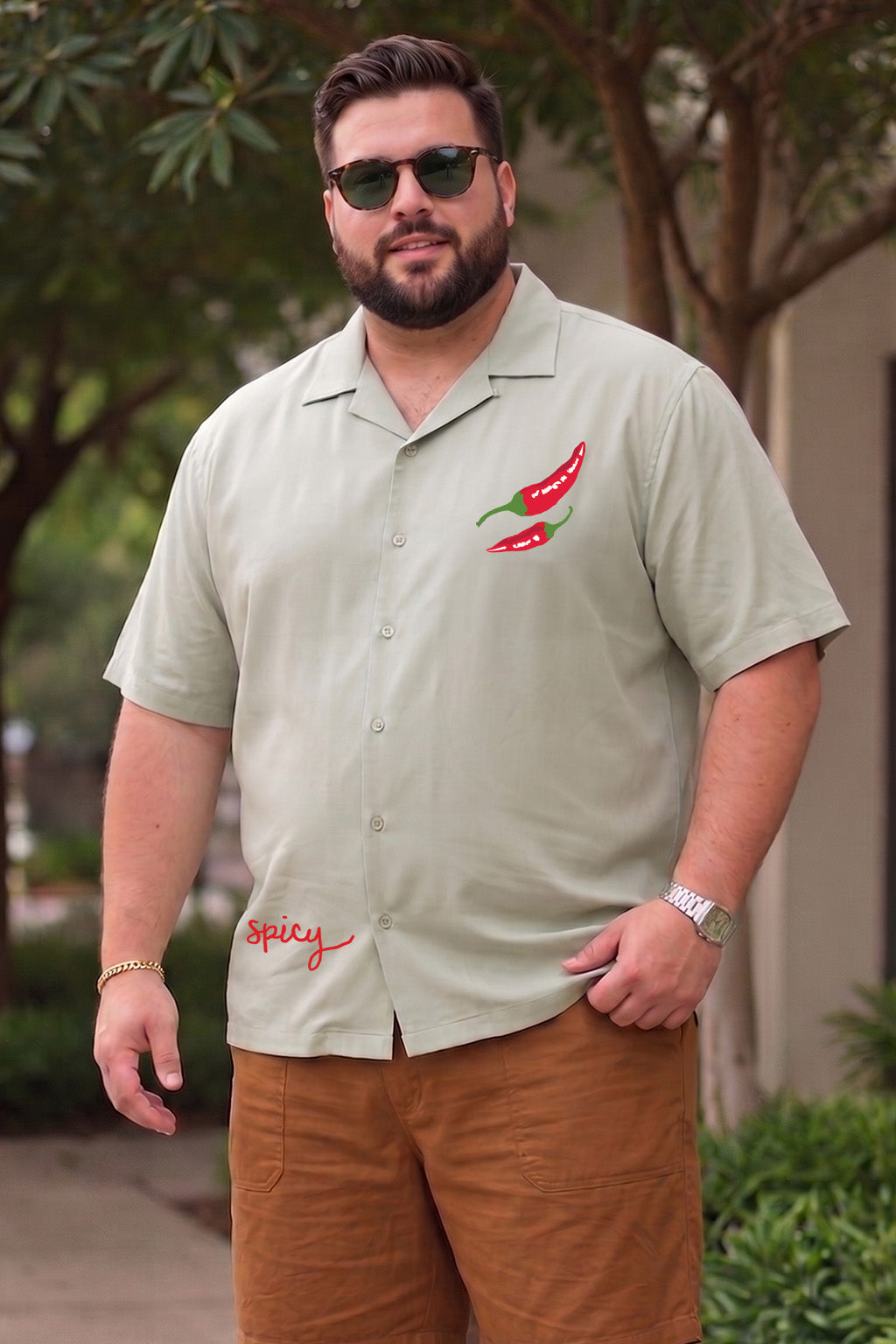 Extra Spicy Fogg Green Plus Size Printed Exclusive Shirt