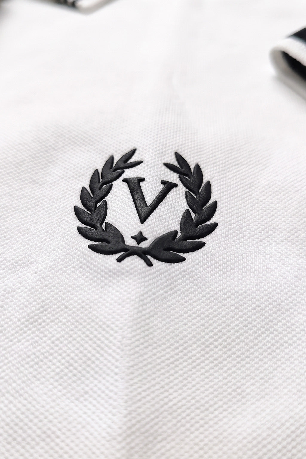 Imperial Crest Stripe Collar White Regular Fit Polo T-shirt