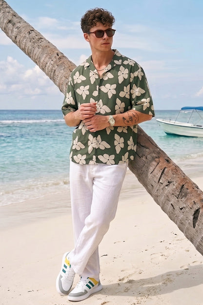 Palm Bloom Green All Over Printed Oversized Exclusive Shirt