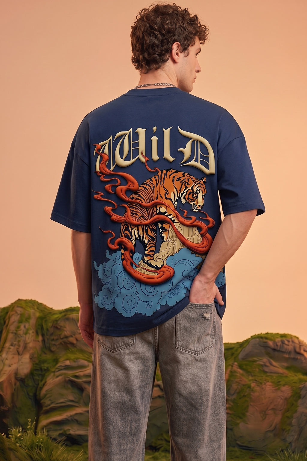 Wild Tiger Blue 3D Puff Print Exclusive T-shirt Supreme Edition