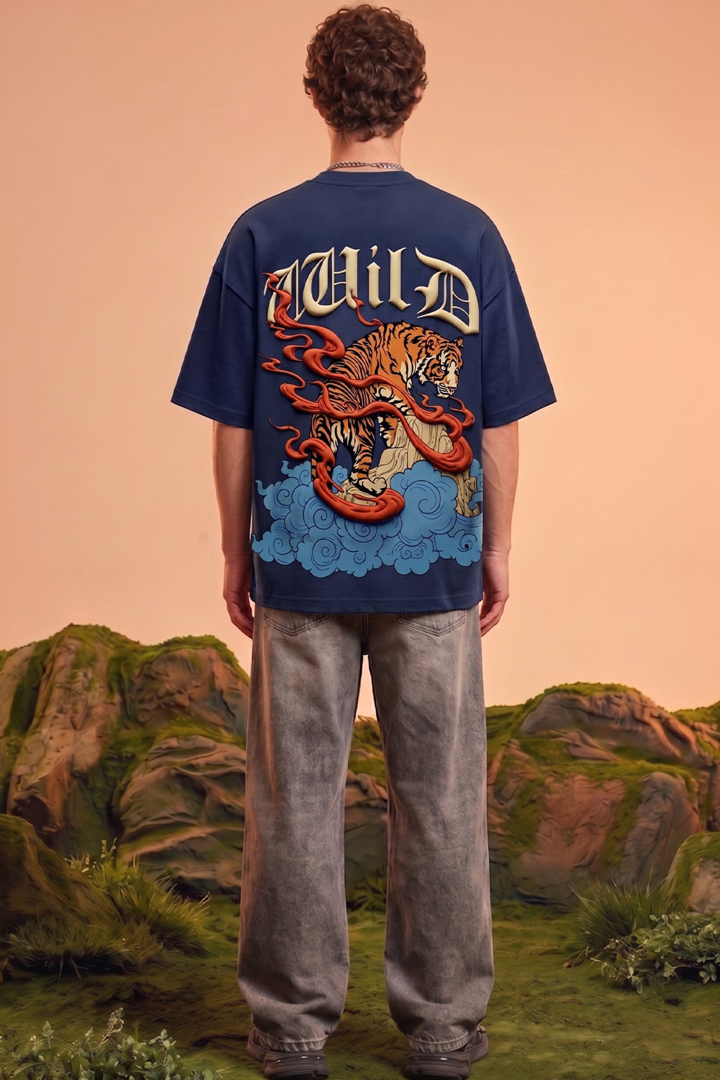 Wild Tiger Blue 3D Puff Print Exclusive T-shirt Supreme Edition