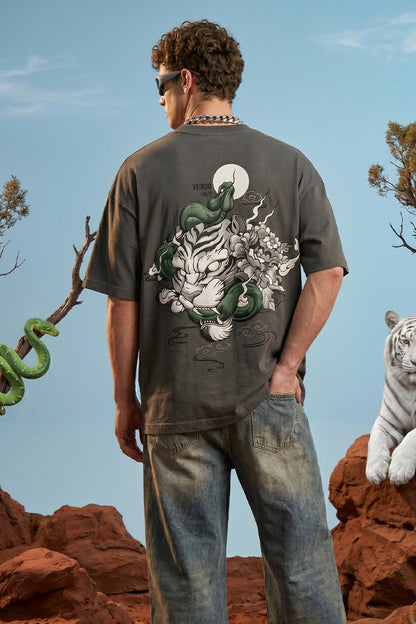 Veirdo Tiger Grey 3D Puff Print Exclusive T-shirt Supreme Edition