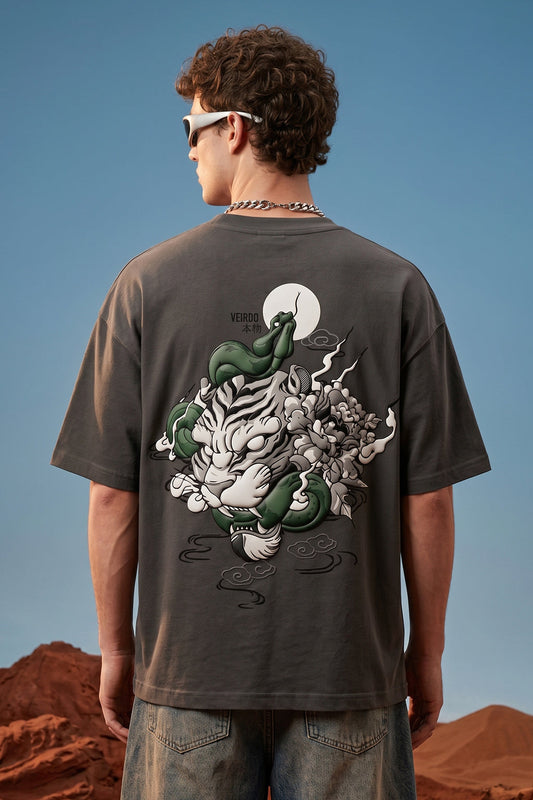 Veirdo Tiger Grey 3D Puff Print Exclusive T-shirt Supreme Edition