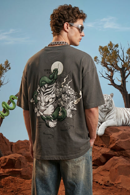 Veirdo Tiger Grey 3D Puff Print Exclusive T-shirt Supreme Edition