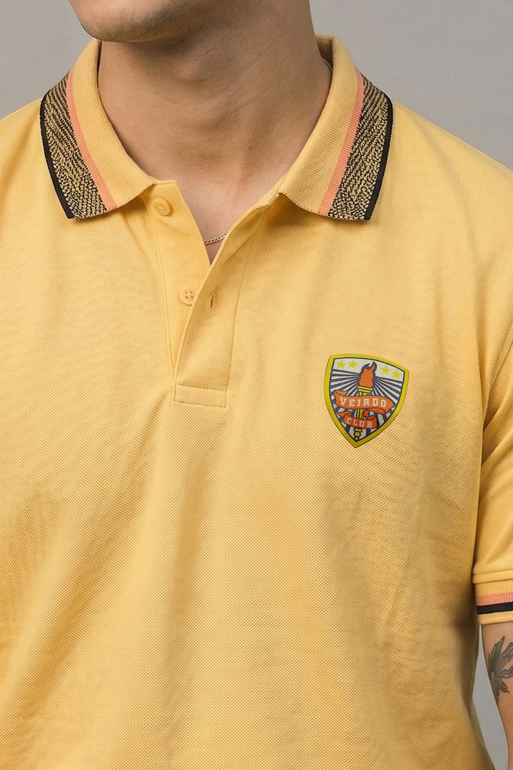 Yellow Bedge Regular Fit Exclusive Pique Lycra Polo T-Shirt