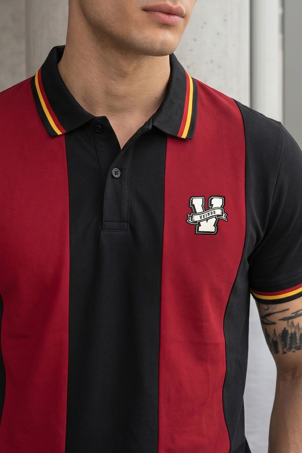 Black Salsa Colorblock Regular Fit Exclusive Pique Lycra Polo T-Shirt