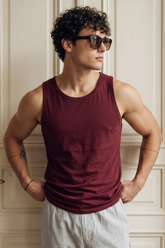 Maroon Plain Regular FIt Gym Vest