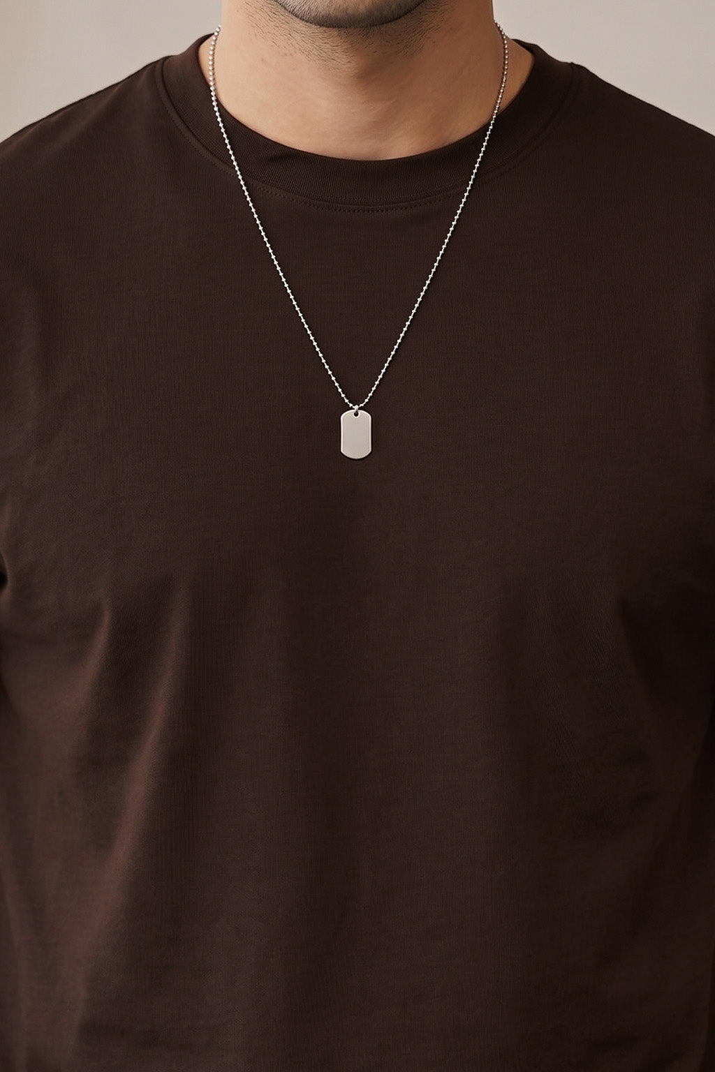 Brown Plain Regular Fit T-shirt