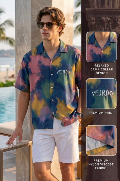 Midnight Tie-Dye Navy All Over Print Oversized Exclusive Shirt