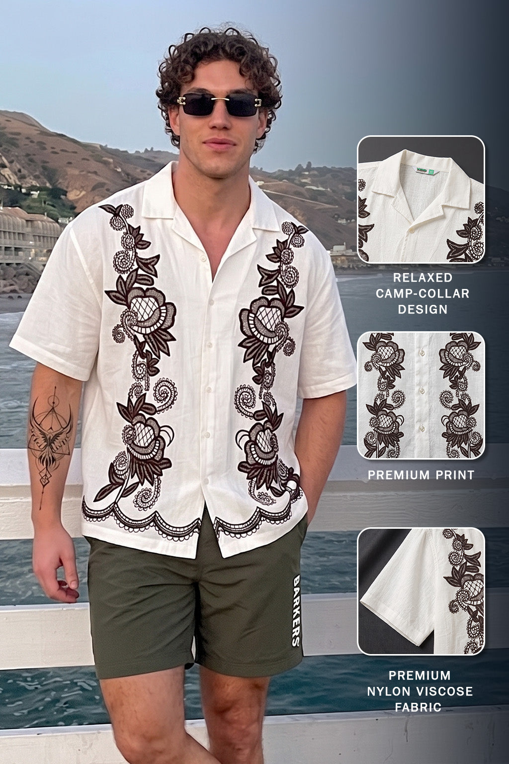 Oasis Floral White Oversized Printed Exclusive Shirt