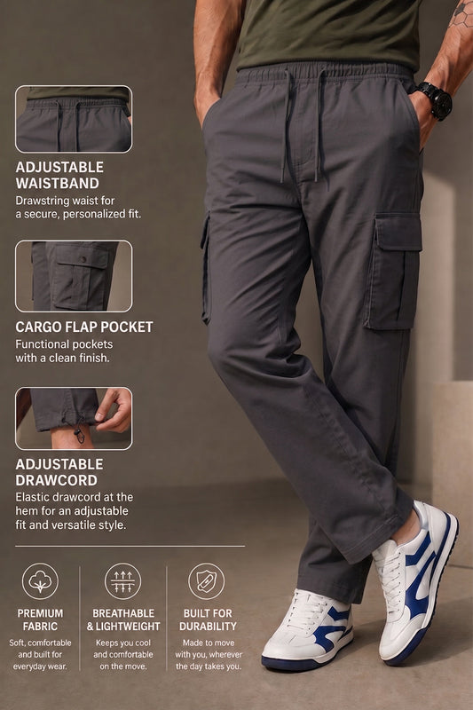 Dark Grey Relaxed Fit Nylon Exclusive Utility Cargo Jogger