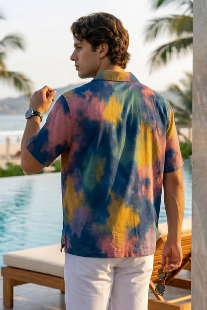 Midnight Tie-Dye Navy All Over Print Oversized Exclusive Shirt