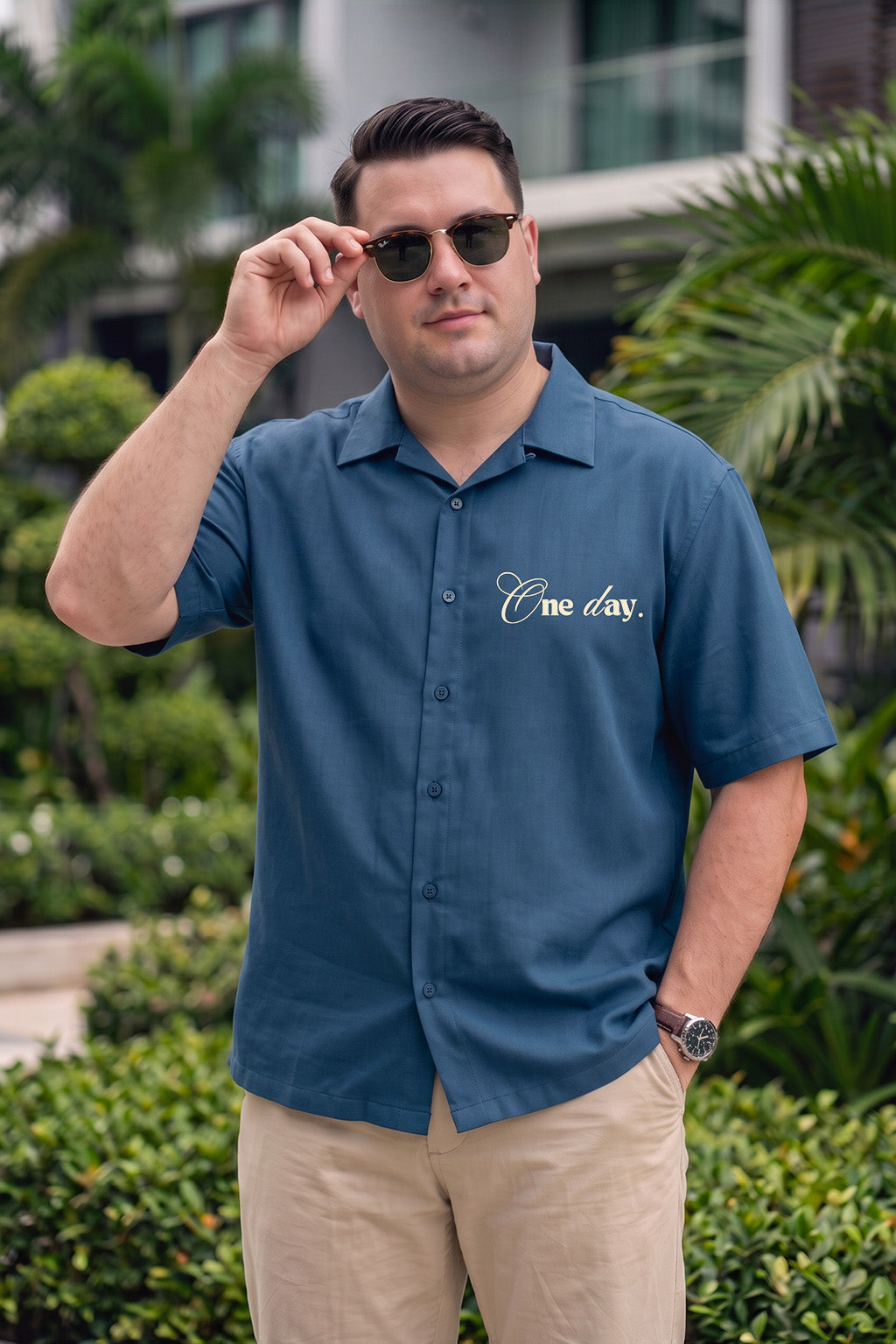 Nature Navy Plus Size Printed Exclusive Shirt