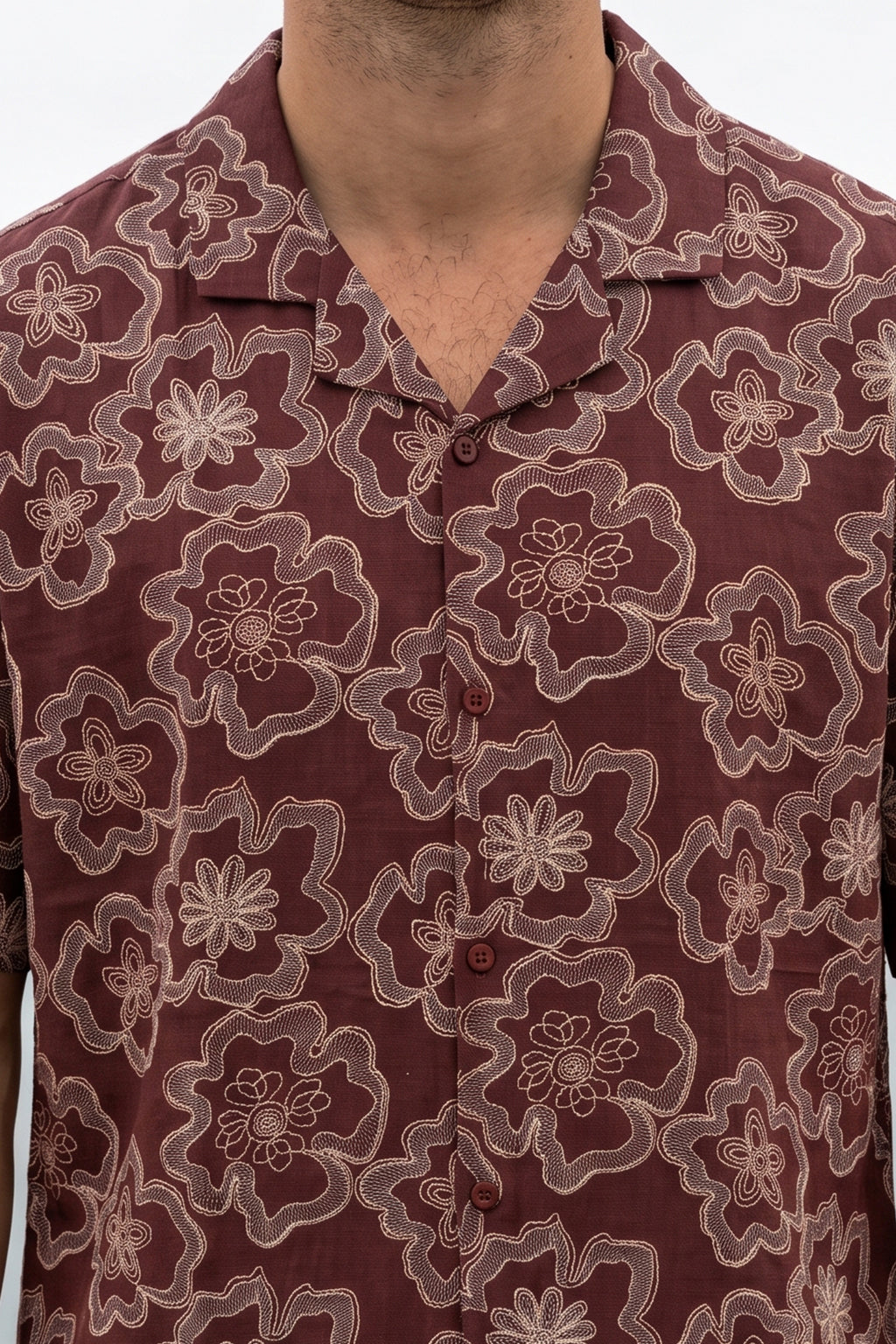 Crimson Maroon All Over Printed Oversized Exclusive Shirt