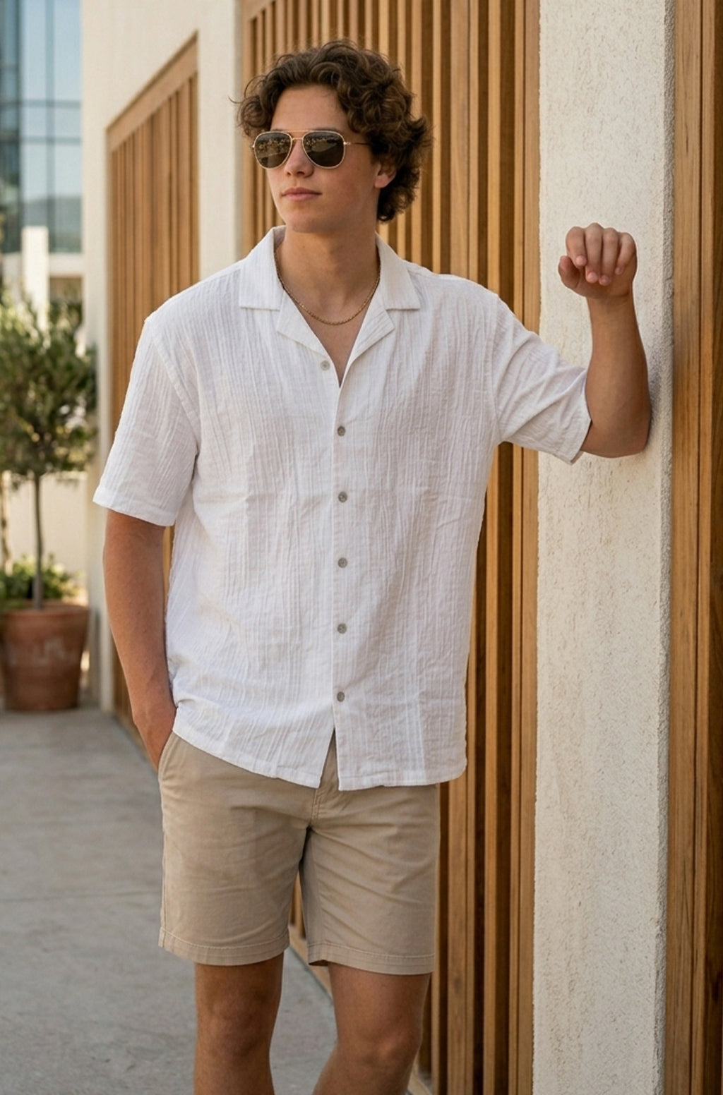 Feather Feel White Oversized Plain Double Layer Exclusive Cotton Shirt