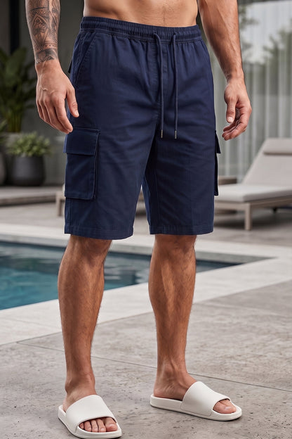 Veirdo Navy Minimal Cargo Shorts with Drawstring
