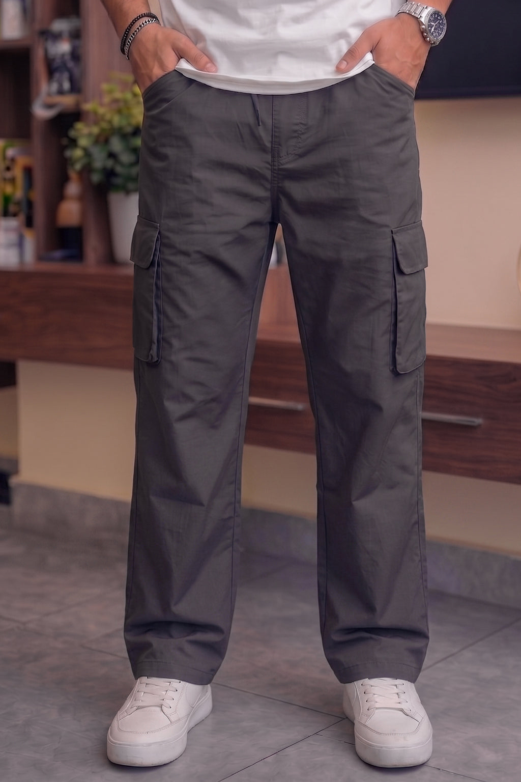 Dark Grey Relaxed Fit Nylon Exclusive Utility Cargo Jogger