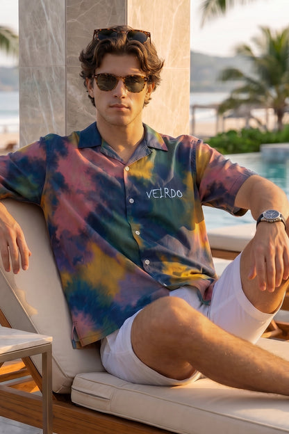 Midnight Tie-Dye Navy All Over Print Oversized Exclusive Shirt