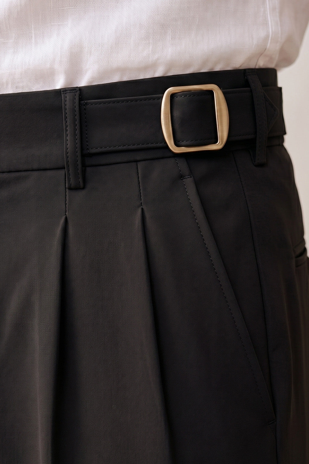 Black Tailored Adjustable High-Waist Korean Pant