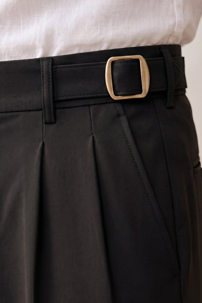 Black Tailored Adjustable High-Waist Korean Pant