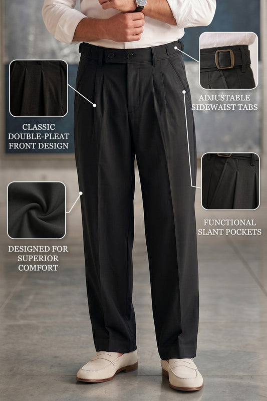 Black Tailored Adjustable High-Waist Korean Pant