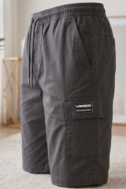 Veirdo Dark Grey Minimal Cargo Shorts with Drawstring