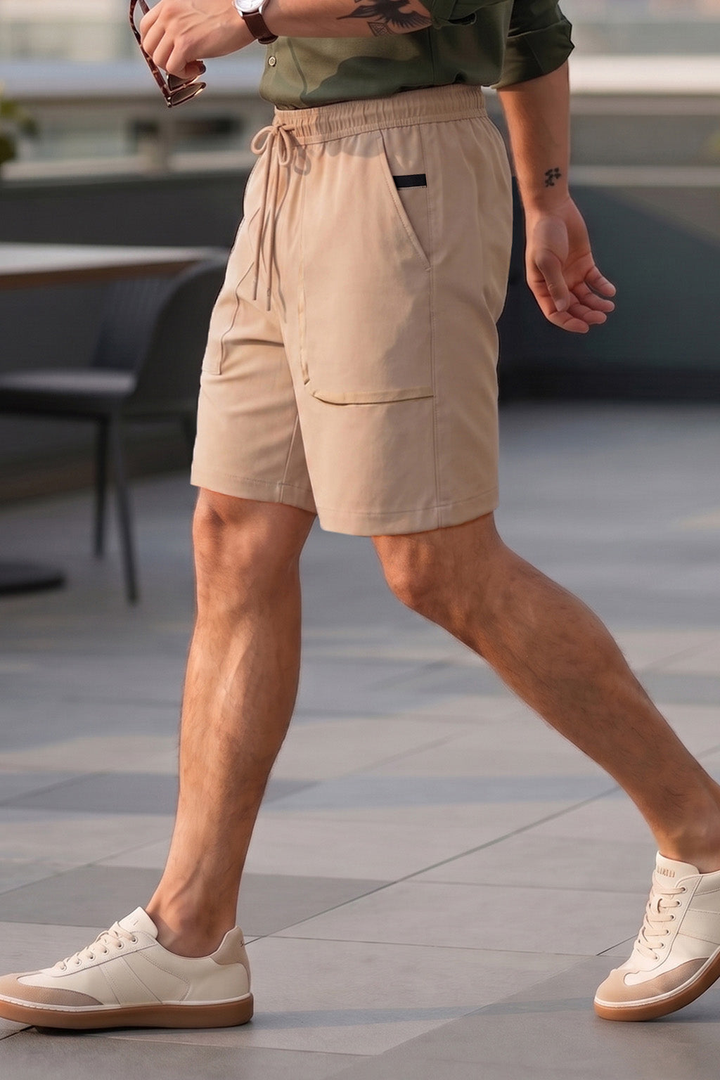 Beige Relaxed-Fit Exclusive Travel Shorts