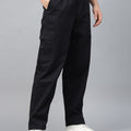 Black Pure Cotton Baggy Fit 4 Pocket Cargo