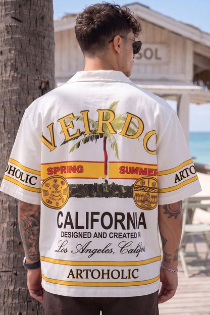 California White Oversized Printed Exclusive Shirt